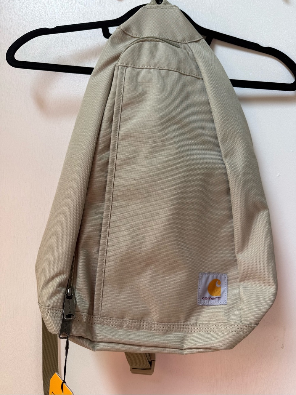 Carhartt Tan Canvas Crossbody Sling Bag with Yellow Tag